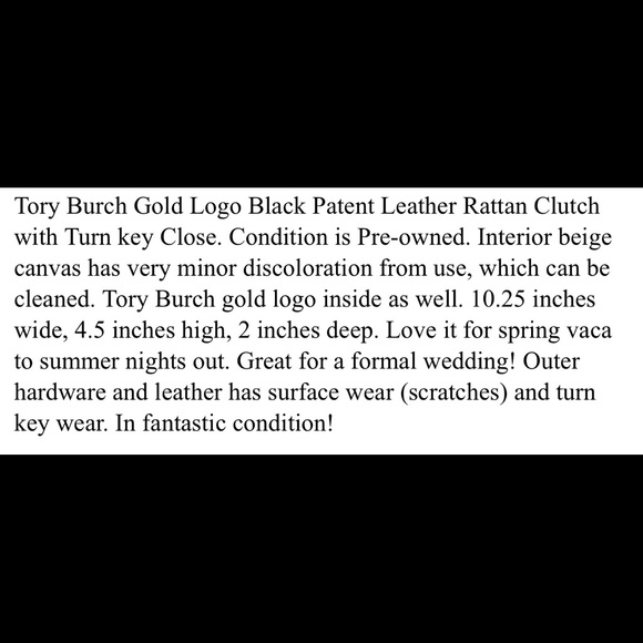 Authentic Tory Burch black patent leather clutch - Picture 7 of 7